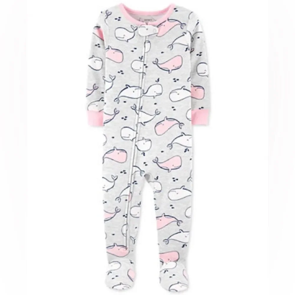 Carter's Baby Girls 1-Pc. Whale-Print Cotton Footed Pajamas Size 24M